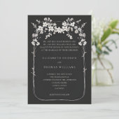 ワイルドフラワーブラックボホフォーマルアーチタ結婚イプ 招待状 (スタンド正面)