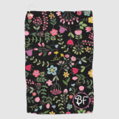 ワイルドフラワーブラック春フローラ ゴルフタオル (正面)