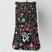 ワイルドフラワーブラック春フローラ ゴルフヘッドカバー (回転90)