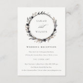 ワイルドフラワーブラック秋リースウェディングレセプション エンクロージャーカード (正面)