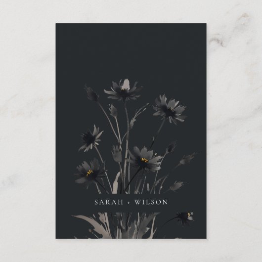 ワイルドフラワーブラック秋リースウェディングレセプション エンクロージャーカード (裏面)