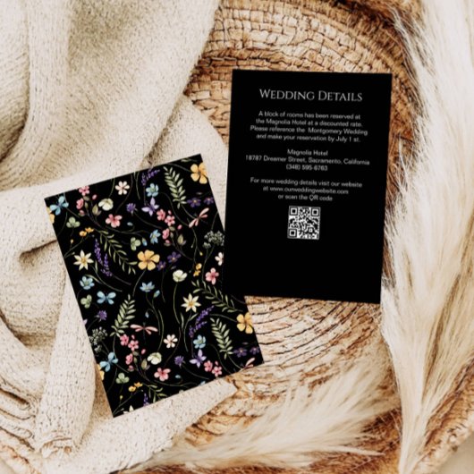 ワイルドフラワーブラック結婚フローラ詳細 エンクロージャーカード