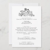 ワイルドフラワーブラック&ホワイトボホ結婚すべて 招待状 (裏面)