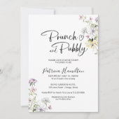 ワイルドフラワーブランチと泡立つブライダルシャワー 招待状 (正面)
