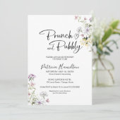 ワイルドフラワーブランチと泡立つブライダルシャワー 招待状 (スタンド正面)