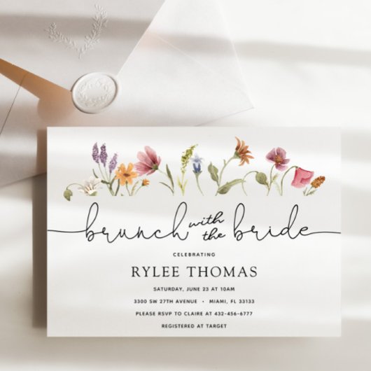 ワイルドフラワーブランチと花嫁シャワー招待状 招待状