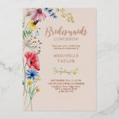 ワイルドフラワーブリデスメイドランチョンフローラバラ金ゴールド 箔招待状 (正面)