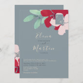 ワイルドフラワーブルゴーニュ&ダスティブルー結婚ズ 招待状 (正面/裏面)