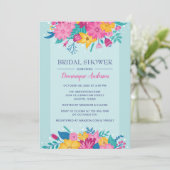 ワイルドフラワーブルーとピンクブライダルシャワー 招待状 (スタンド正面)