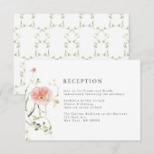 ワイルドフラワーブルーウォーターカラーウェディングレセプション エンクロージャーカード (正面/裏面)