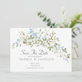 ワイルドフラワーブルーグリーンウェディング日付を保存 (スタンド正面)