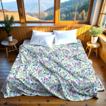 ワイルドフラワーブルーフリースブランケット、大