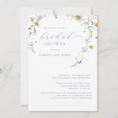 ワイルドフラワーブルーフローラカップルブライダルシャワー 招待状 (正面)