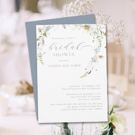 ワイルドフラワーブルーフローラカップルブライダルシャワー 招待状