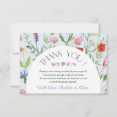 ワイルドフラワーブルーフローラベビーシャワーサンキューカード 招待状 (正面)