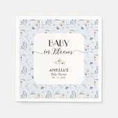 ワイルドフラワーブルーボーイベビーシャワー スタンダードカクテルナプキン (正面)