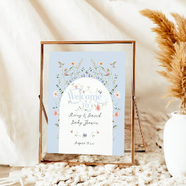 ワイルドフラワーブルーボーイ開花ベビーシャワー ポスター