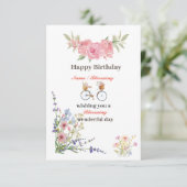 ワイルドフラワーブルーミングワンダフルハッピーバースデーカード 出欠カード (スタンド正面)