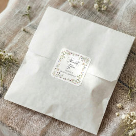 ワイルドフラワーブルーム ヴィンテージ フラワー ブライダル シャワー スクエアシール