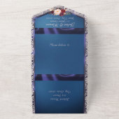 ワイルドフラワーブルーリボン、レース&ライト オールインワン招待状 (外側)