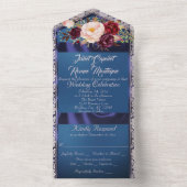 ワイルドフラワーブルーリボン、レース&ライト オールインワン招待状 (内側)