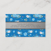 ワイルドフラワーブルー白フローラルパターン 名刺 (裏面)