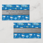 ワイルドフラワーブルー白フローラルパターン 名刺 (正面/裏面)