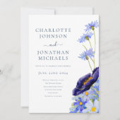 ワイルドフラワーブルー素朴 招待状 (正面)