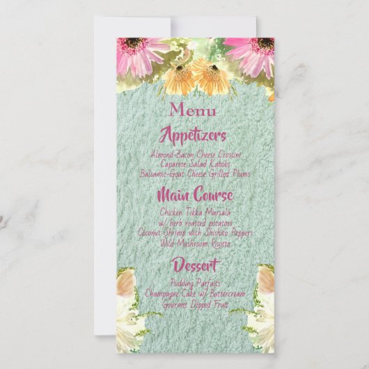 ワイルドフラワーブルー結婚のメニュー (正面)