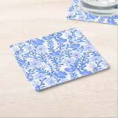 ワイルドフラワーブルー開花フローラベビーシャワーカスタム スクエアペーパーコースター (アングル)