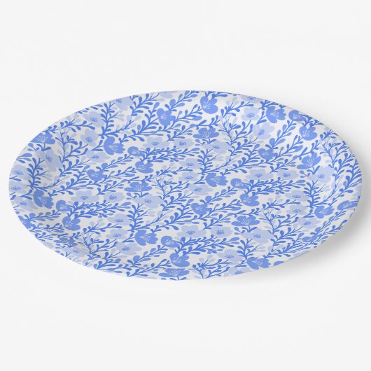 ワイルドフラワーブルー開花フローラベビーシャワーカスタム ペーパープレート (アングル)