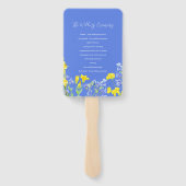 ワイルドフラワーブルー黄水色結婚式プログラム ハンドファン (裏面)