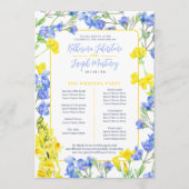 ワイルドフラワーブルー黄水色結婚式プログラム プログラム (正面)