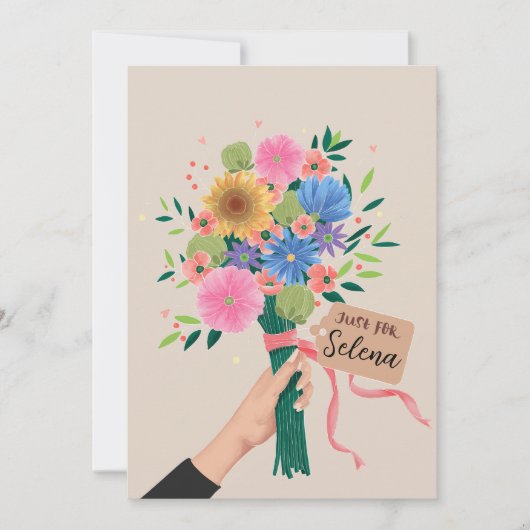 ワイルドフラワーブーケサンキューカード サンキューカード (正面)