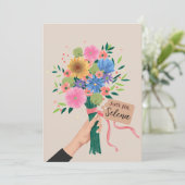 ワイルドフラワーブーケサンキューカード サンキューカード (スタンド正面)