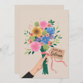 ワイルドフラワーブーケサンキューカード サンキューカード (正面/裏面)