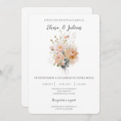 ワイルドフラワーブーケスペインの結婚式招待状 招待状 (正面/裏面)