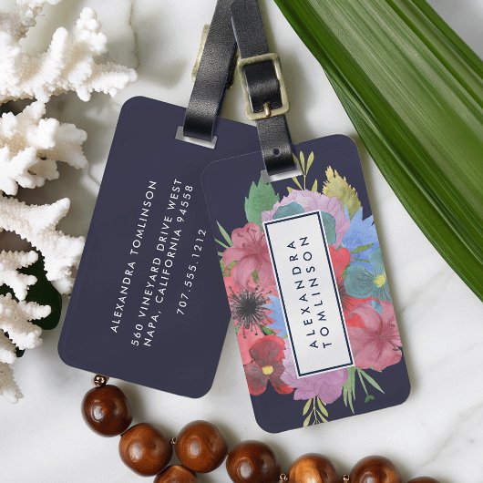 ワイルドフラワーブーケパーソナライズされた ラゲッジタグ
