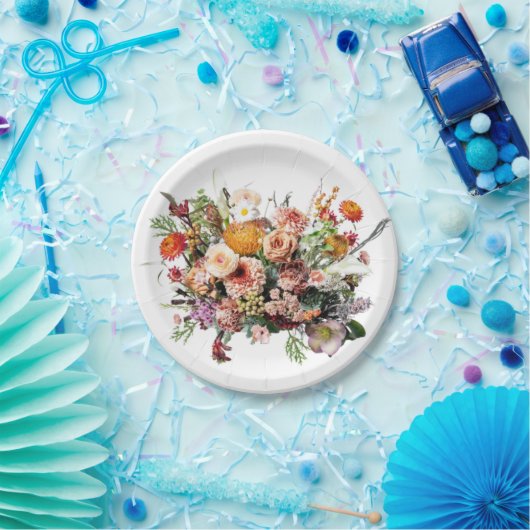 ワイルドフラワーブーケフローラ ペーパープレート (パーティー)