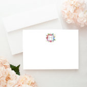 ワイルドフラワーブーケモノグラムの文房具カード ノートカード