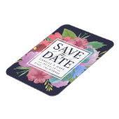 ワイルドフラワーブーケ日付を保存 マグネット (左側)