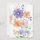 ワイルドフラワーブーケ春フローラガールベビーシャワー 招待状 (裏面)