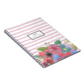 ワイルドフラワーブーケ水カラーストライプ ノートブック (右側)