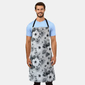 ワイルドフラワーブーケ水彩ヴィンテージ図 エプロン (着用した状態)