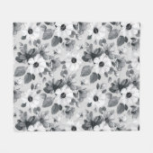 ワイルドフラワーブーケ水彩ヴィンテージ図 フリースブランケット (正面(横))