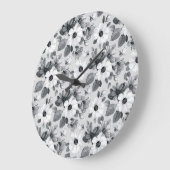 ワイルドフラワーブーケ水彩ヴィンテージ図 ラージ壁時計 (傾斜)