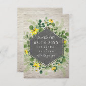 ワイルドフラワーブーケ白レンガ日付保存 セーブザデート (正面/裏面)