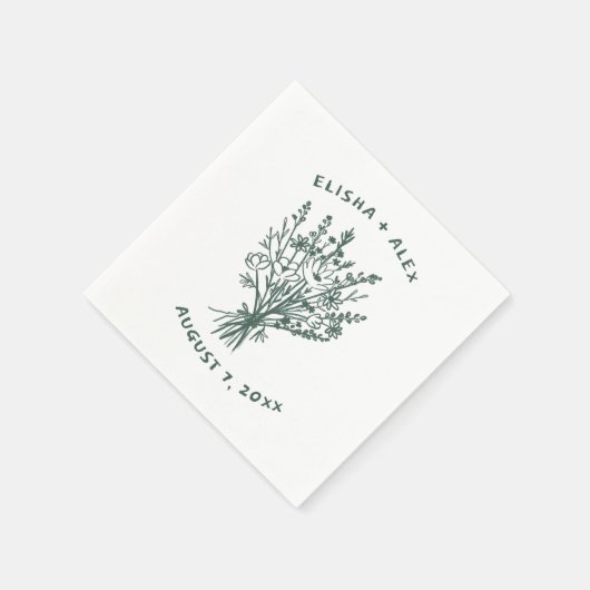 ワイルドフラワーブーケ素朴お洒落の結婚開花 スタンダードカクテルナプキン (角)