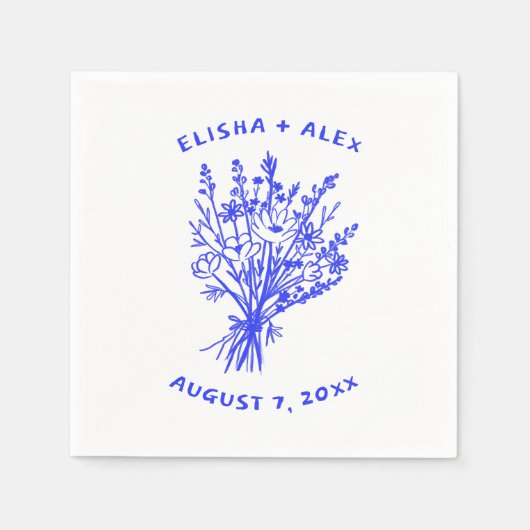 ワイルドフラワーブーケ素朴お洒落の結婚開花 スタンダードカクテルナプキン (正面)