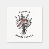 ワイルドフラワーブーケ素朴お洒落ブライダルシャワー スタンダードカクテルナプキン (正面)